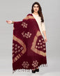 Maroon Coloured Cotton Plain Bandhani Printed Dupatta | Sudathi
