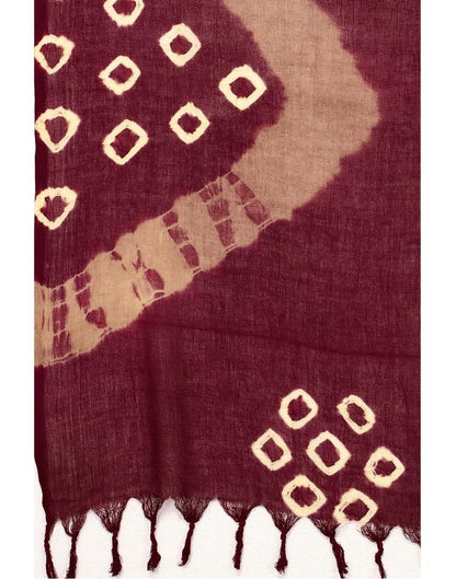 Maroon Coloured Cotton Plain Bandhani Printed Dupatta | Sudathi