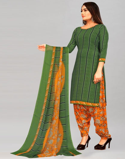 Auspicious Green Printed Unstitched Salwar Suit | Sudathi