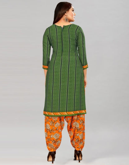 Auspicious Green Printed Unstitched Salwar Suit | Sudathi