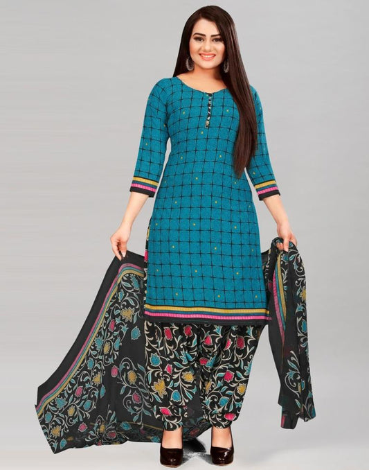 Amazing Rama Printed Unstitched Salwar Suit | Sudathi