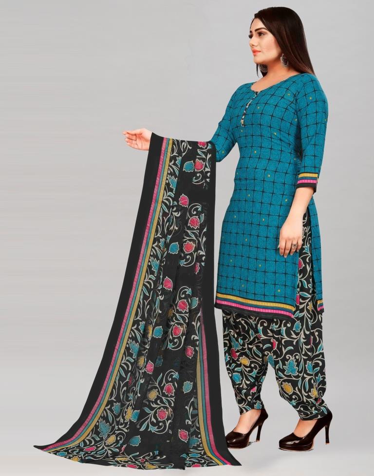 Amazing Rama Printed Unstitched Salwar Suit | Sudathi