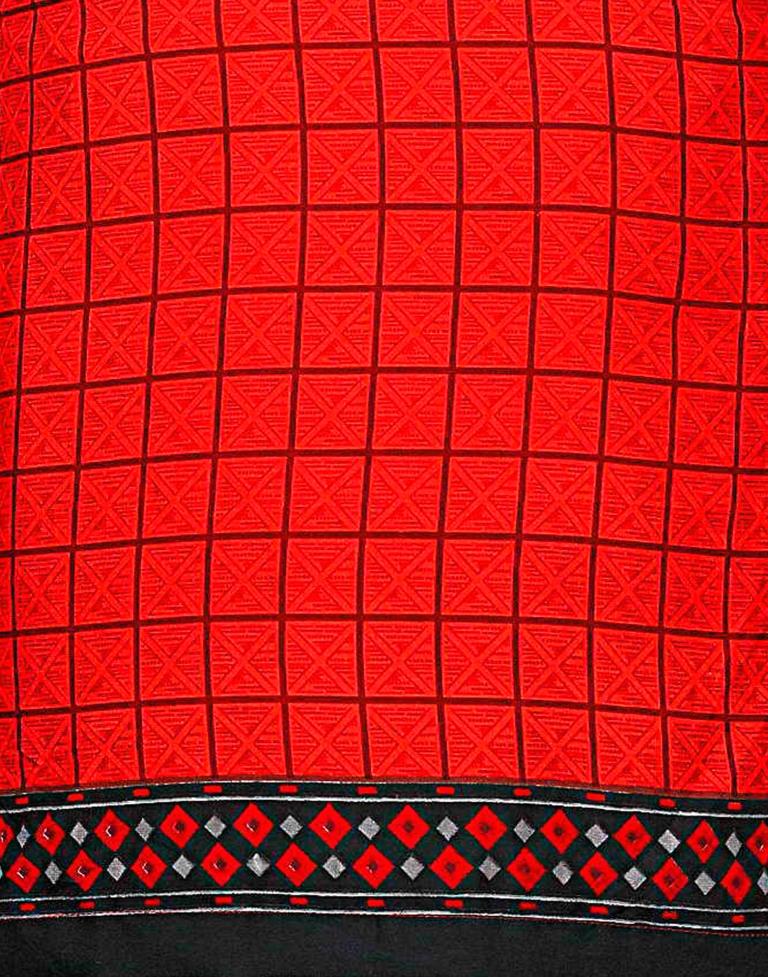 Imperial Red Printed Unstitched Salwar Suit | Sudathi