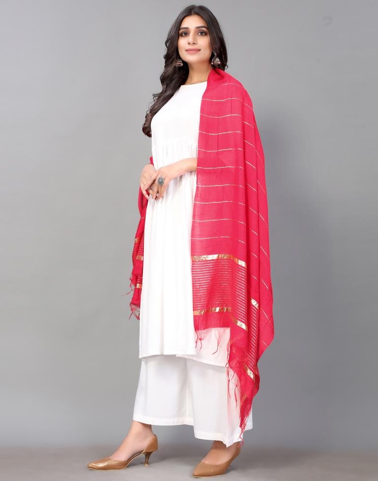 Pink Golden Stripes Dupatta | Leemboodi