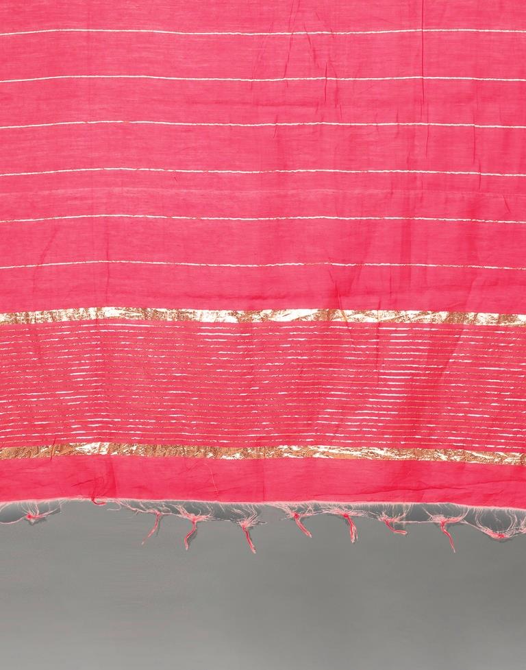 Pink Golden Stripes Dupatta | Leemboodi