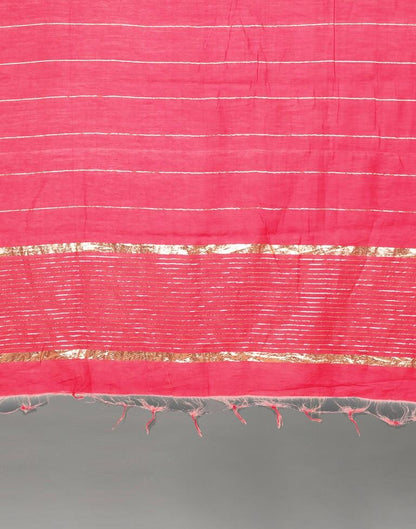 Pink Golden Stripes Dupatta | Leemboodi