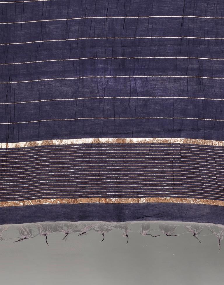 Navy Blue Golden Stripes Dupatta | Leemboodi