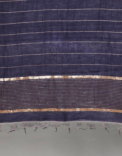Navy Blue Golden Stripes Dupatta | Leemboodi