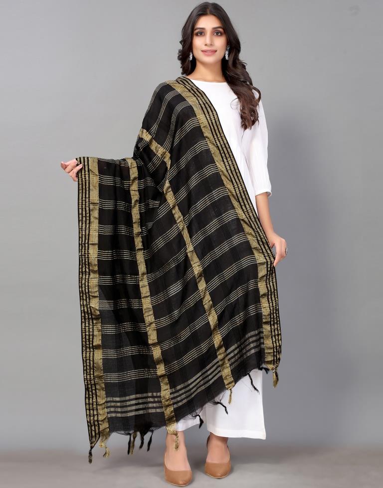 Black Cotton Dupatta | Leemboodi