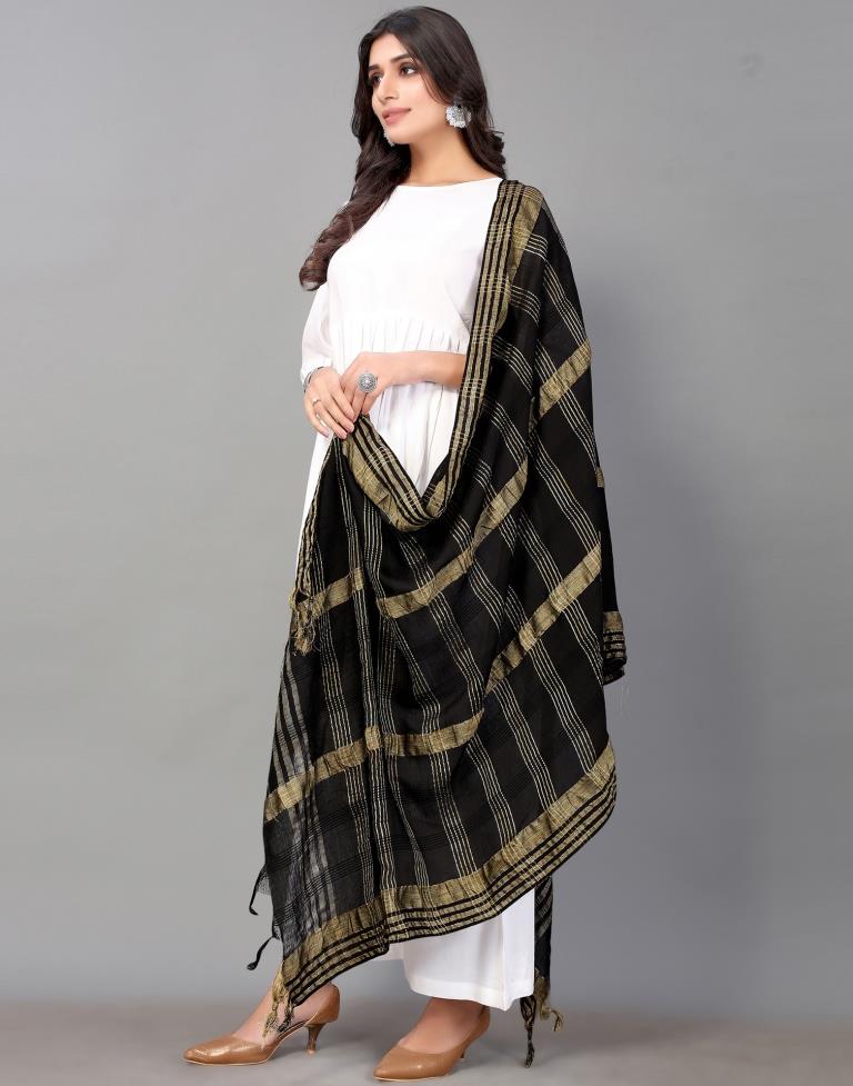 Black Cotton Dupatta | Leemboodi