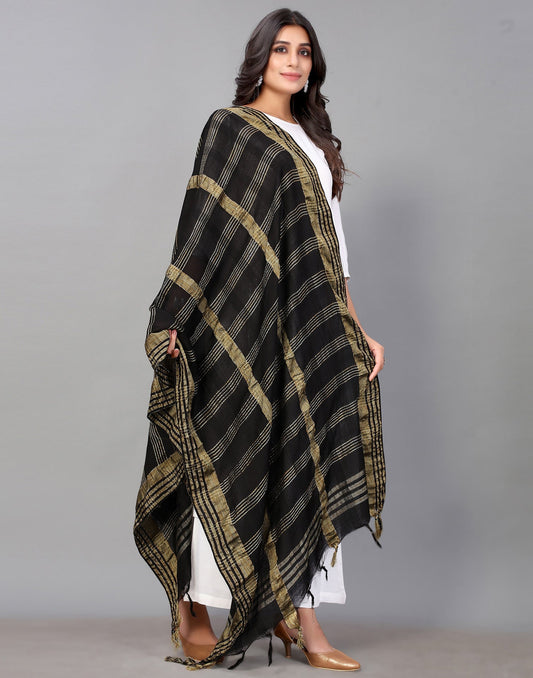 Black Cotton Dupatta | Leemboodi