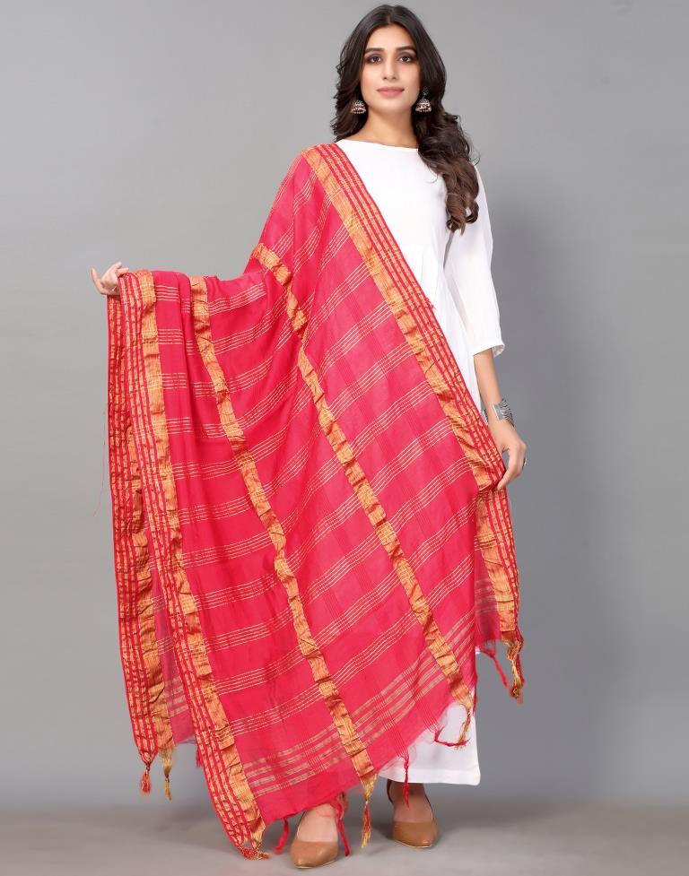 Pink Cotton Dupatta | Leemboodi