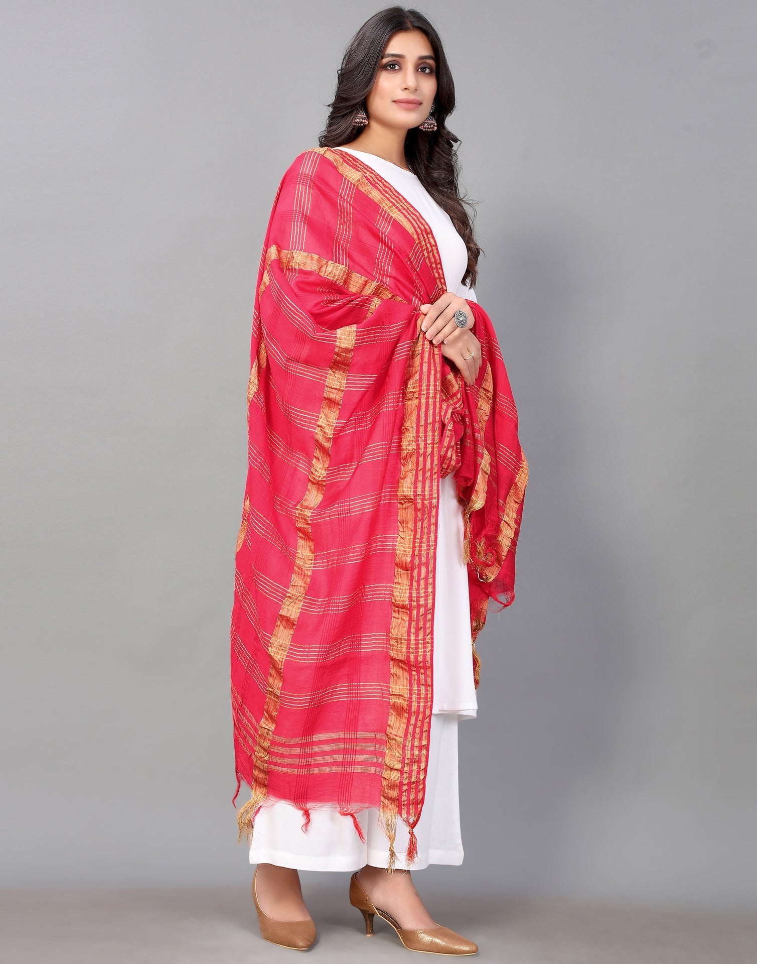 Pink Cotton Dupatta | Leemboodi