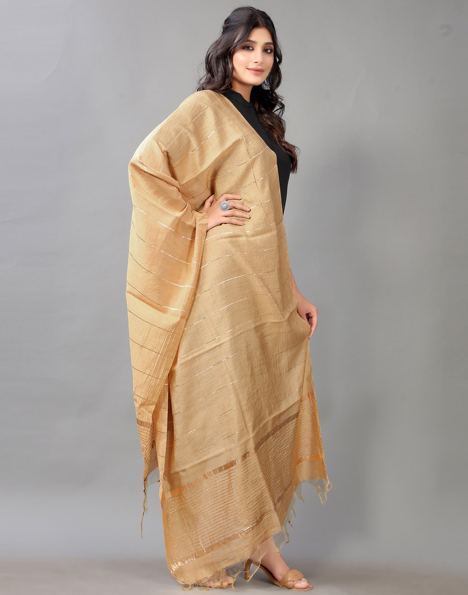 Golden Cotton Dupatta | Leemboodi