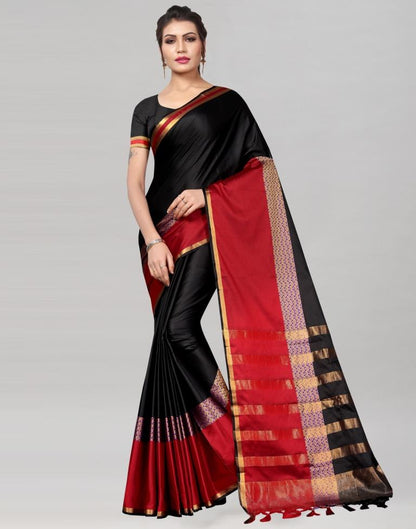 Black Coloured Poly Silk Woven Partywear Saree | Sudathi