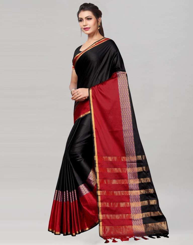 Black Coloured Poly Silk Woven Partywear Saree | Sudathi