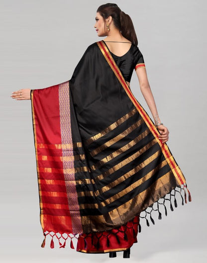 Black Coloured Poly Silk Woven Partywear Saree | Sudathi