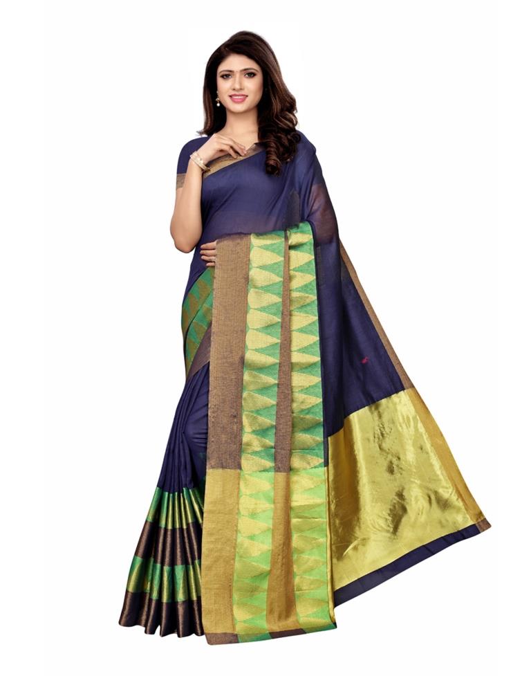 Navy Blue Coloured Poly Silk Woven Saree | Sudathi