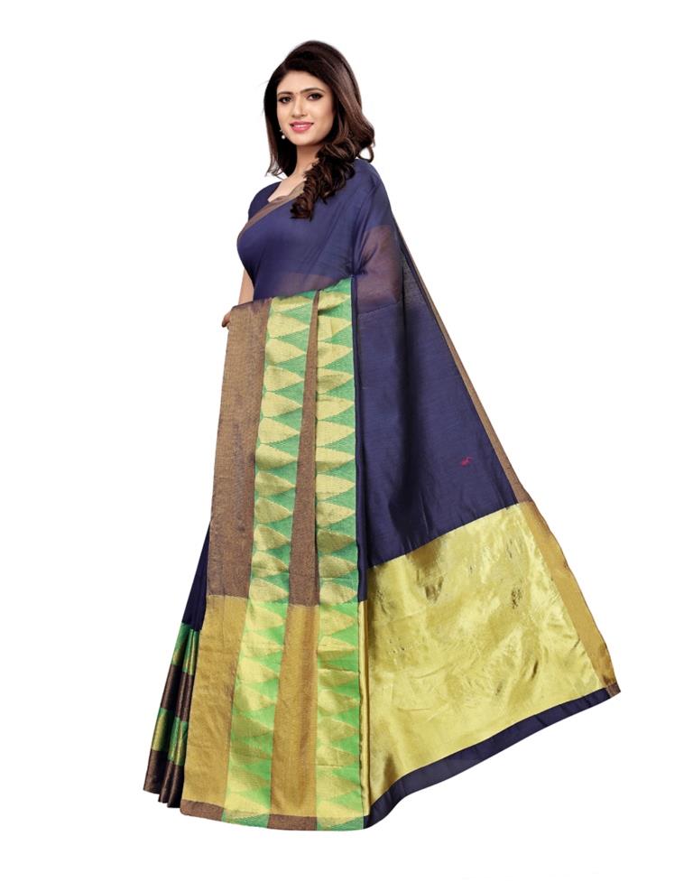 Navy Blue Coloured Poly Silk Woven Saree | Sudathi