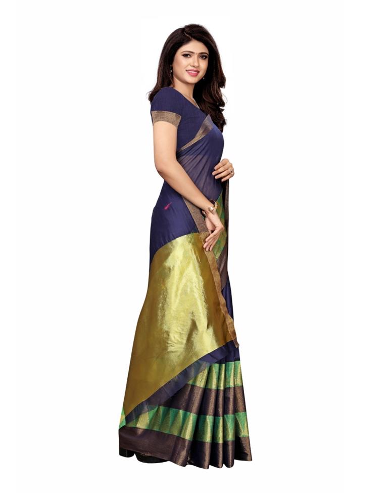 Navy Blue Coloured Poly Silk Woven Saree | Sudathi