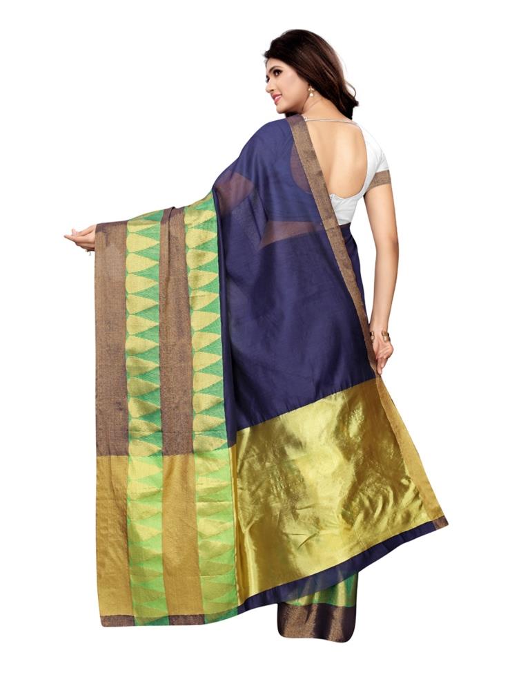 Navy Blue Coloured Poly Silk Woven Saree | Sudathi
