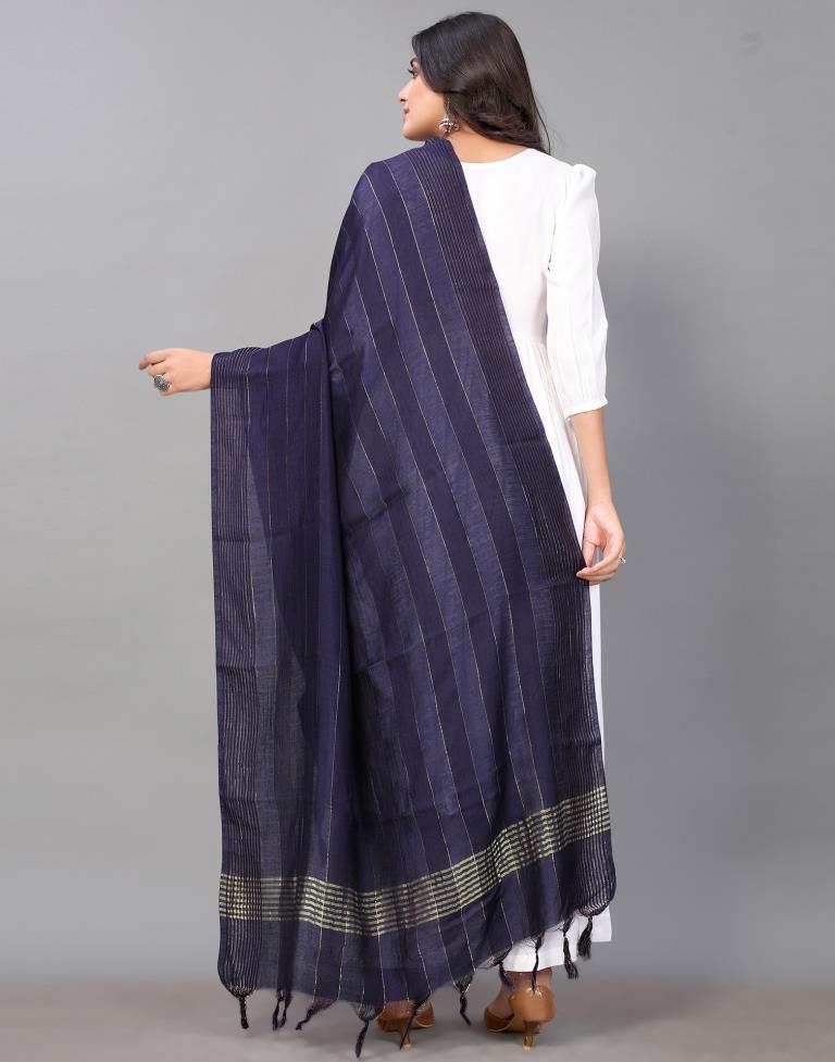 Navy Blue Cotton Dupatta | Leemboodi
