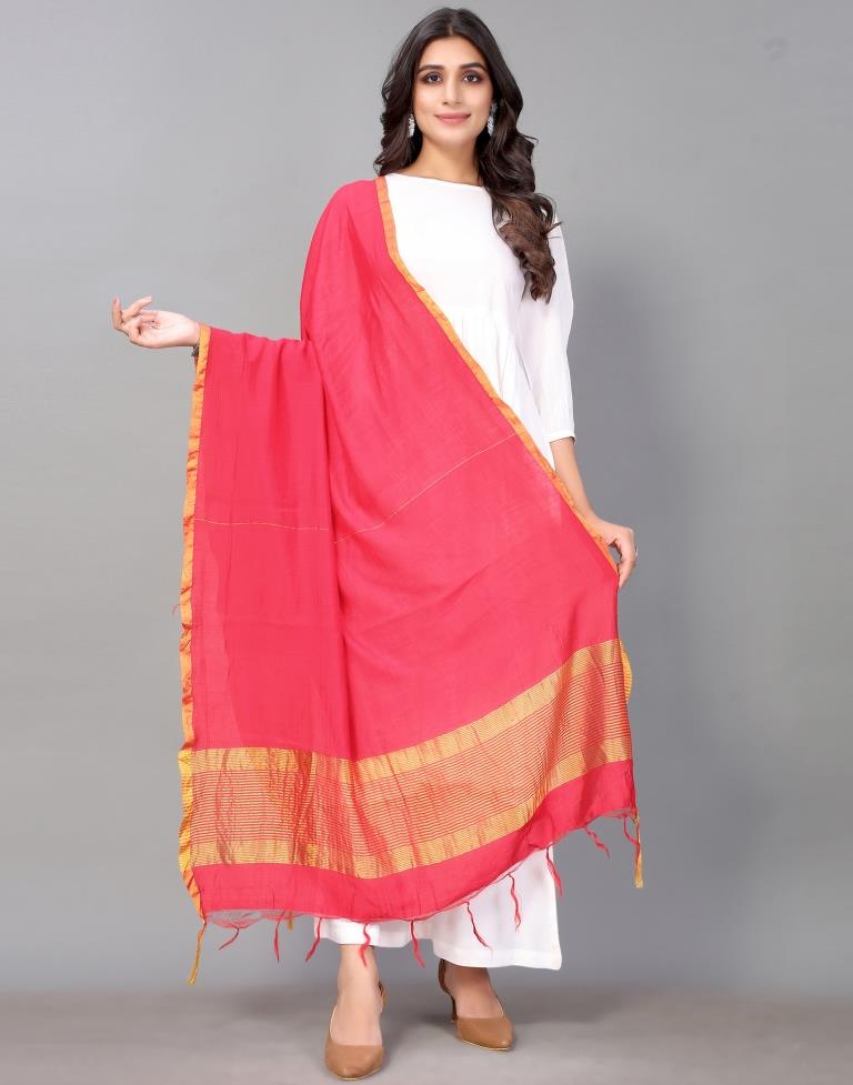 Pink Cotton Dupatta | Leemboodi