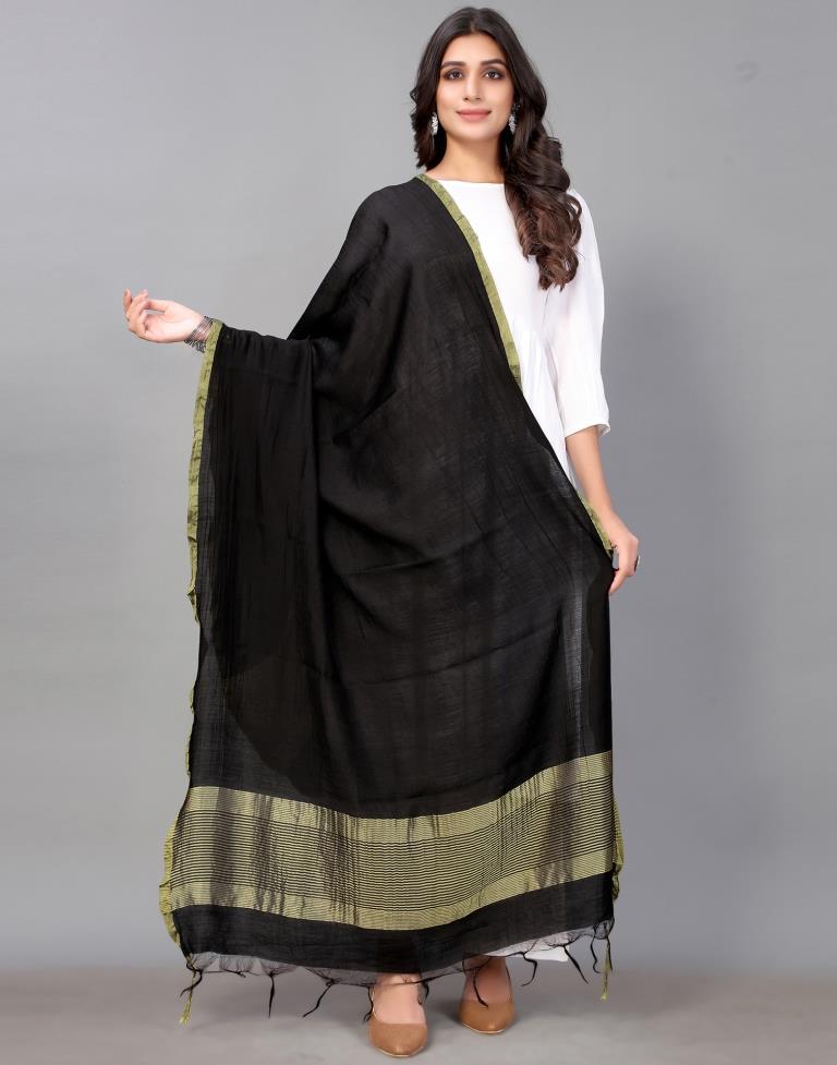 Black Cotton Dupatta | Leemboodi