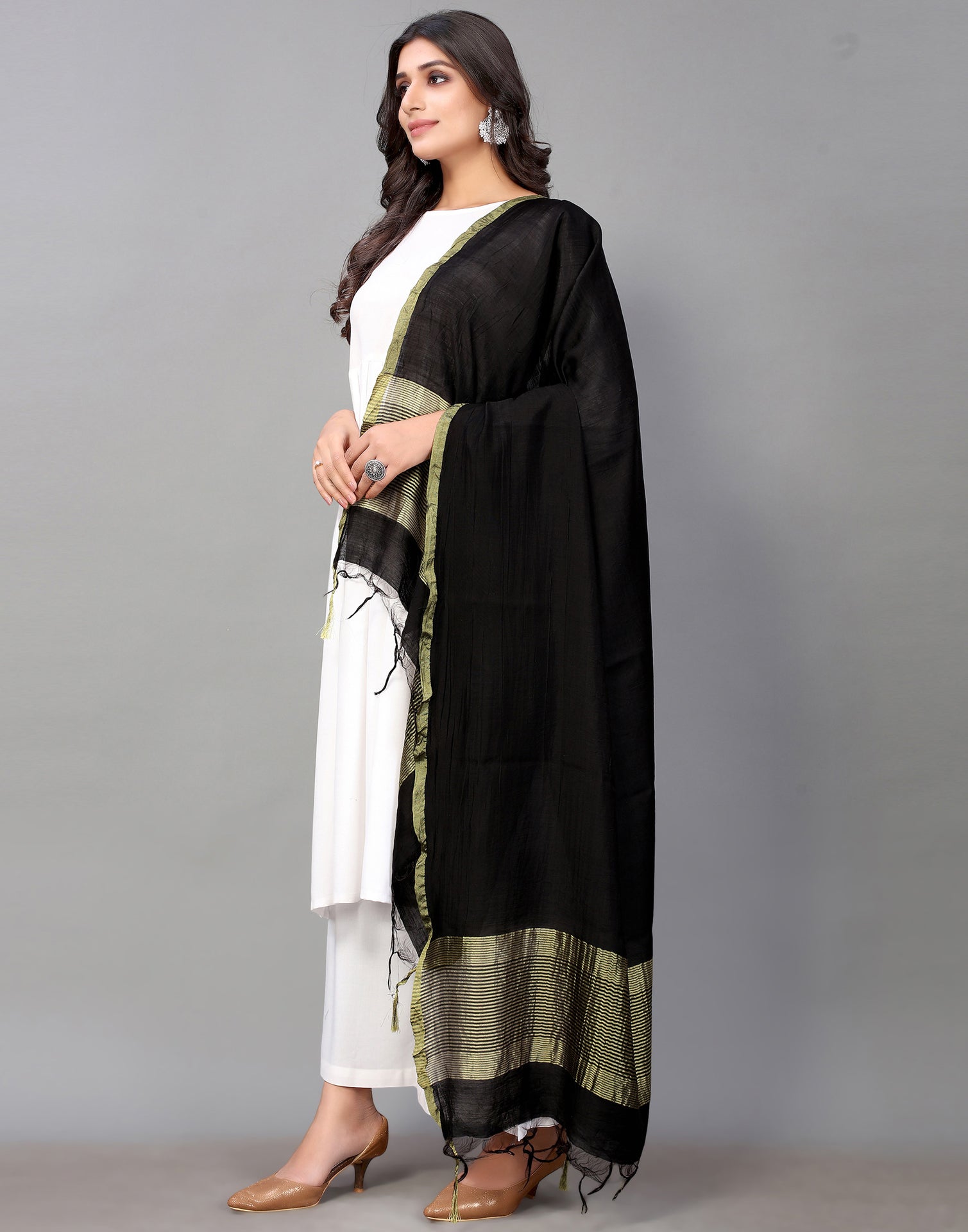 Black Cotton Dupatta | Leemboodi