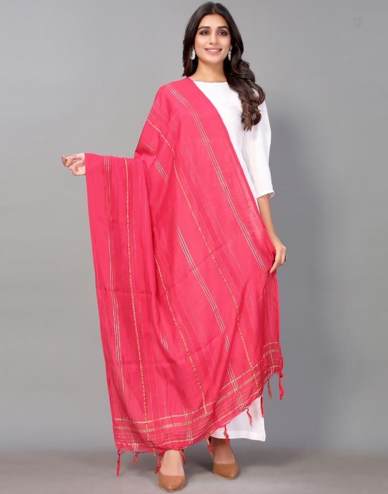 Pink Cotton Dupatta | Leemboodi
