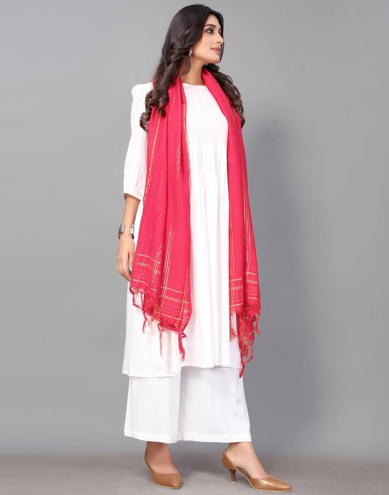 Pink Cotton Dupatta | Leemboodi