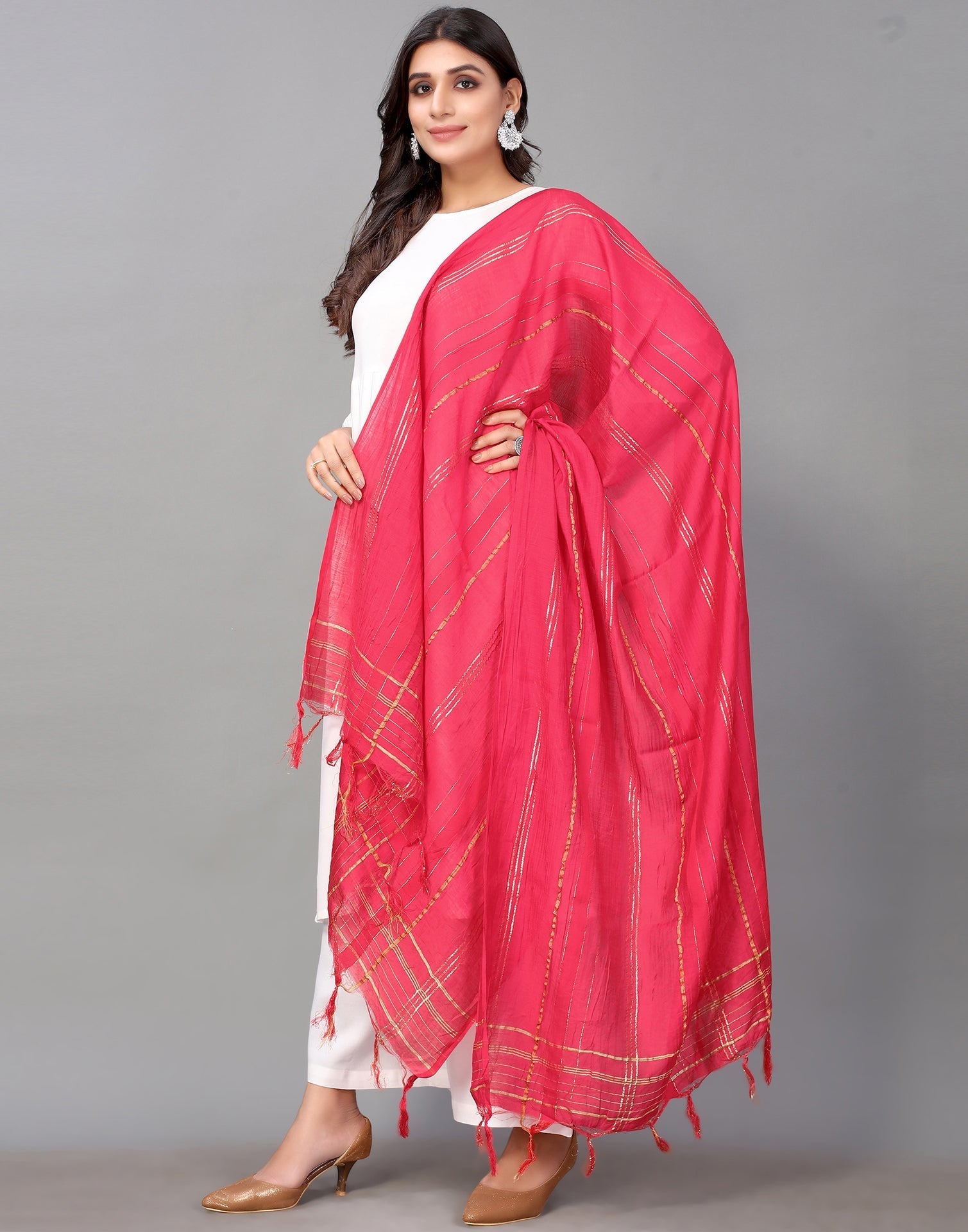 Pink Cotton Dupatta | Leemboodi