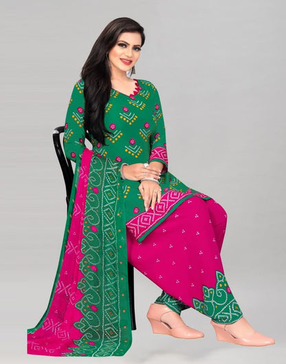 Green Printed Unstitched Salwar Suit | Sudathi