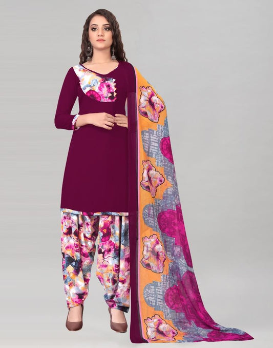 Dark Wine Dyed Unstitched Salwar Suit | Sudathi