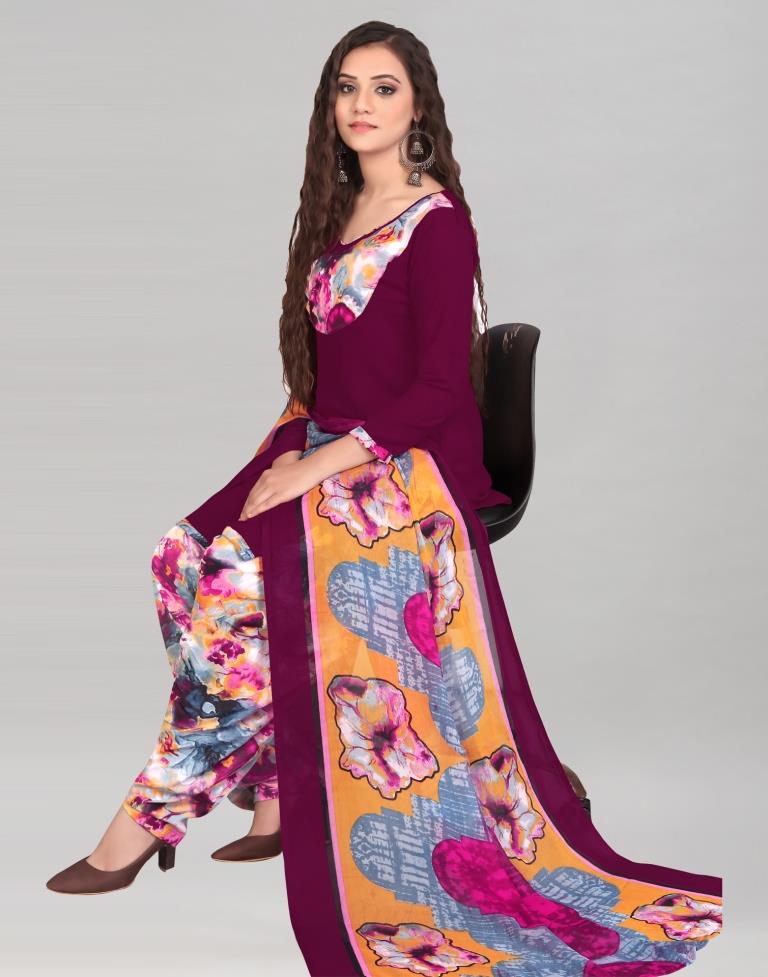 Dark Wine Dyed Unstitched Salwar Suit | Sudathi