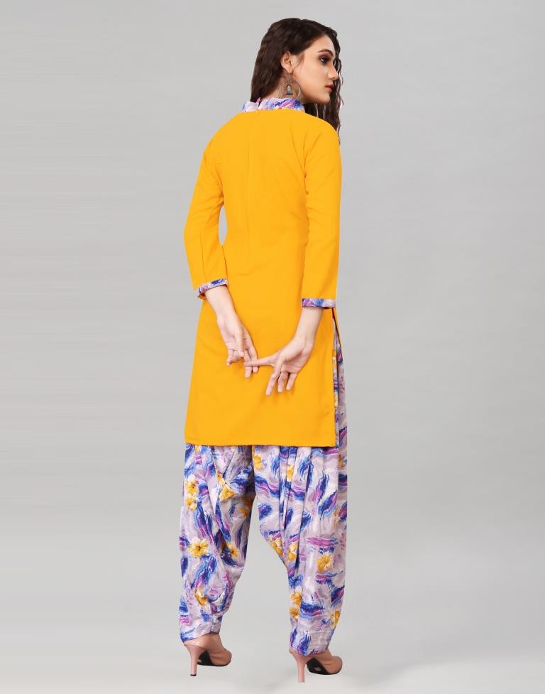 Turmeric Yellow Dyed Unstitched Salwar Suit | Sudathi
