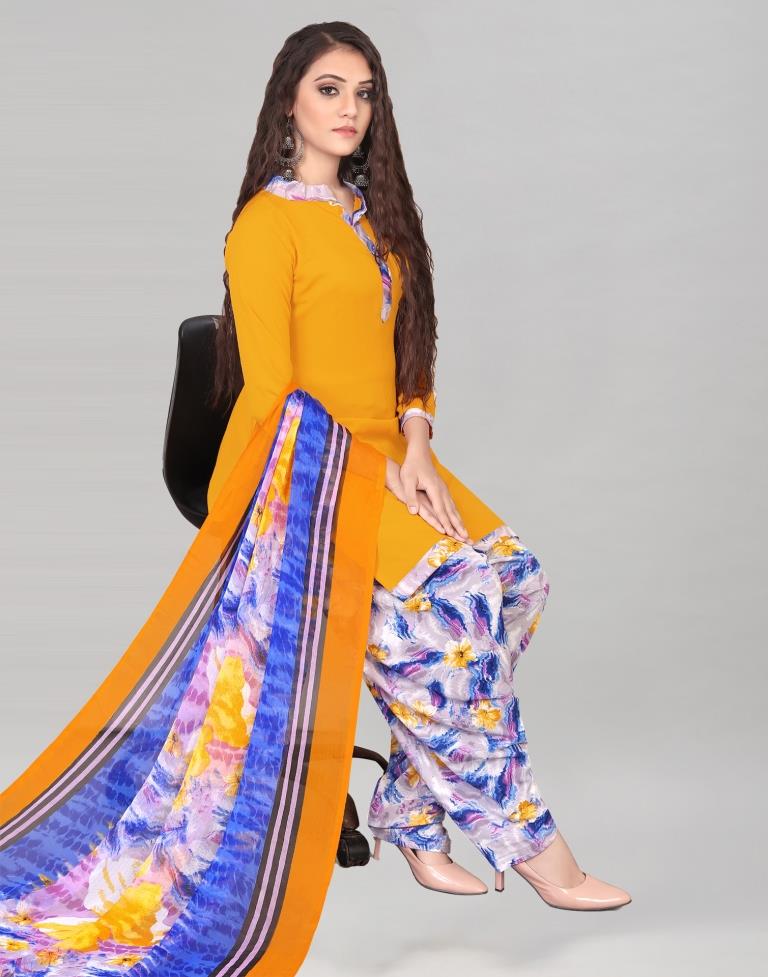 Turmeric Yellow Dyed Unstitched Salwar Suit | Sudathi