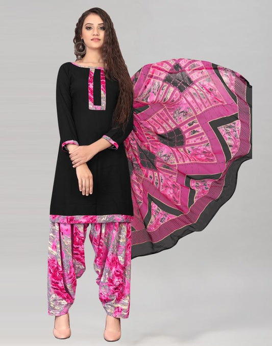 Black Dyed Unstitched Salwar Suit | Sudathi