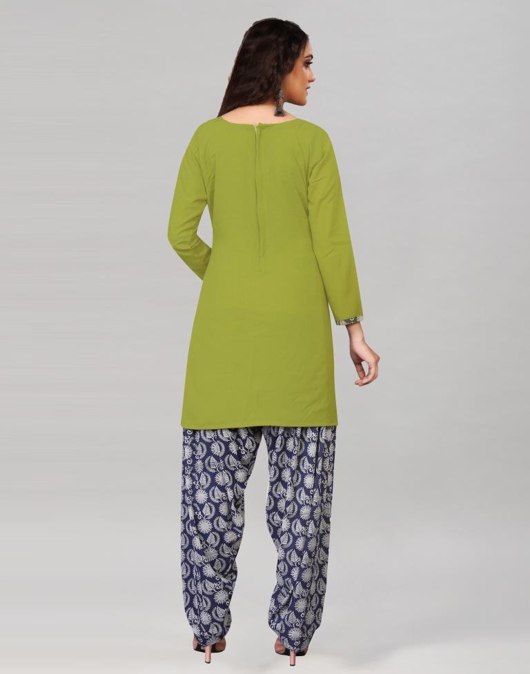 Olive Green Dyed Unstitched Salwar Suit | Sudathi