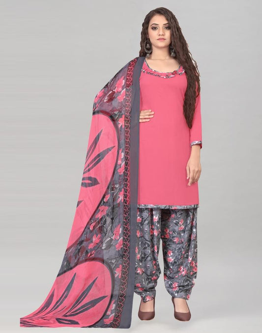 Punch Pink Dyed Unstitched Salwar Suit | Sudathi