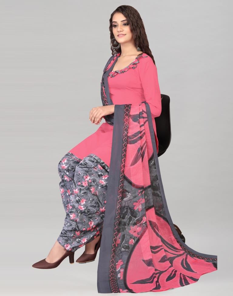 Punch Pink Dyed Unstitched Salwar Suit | Sudathi