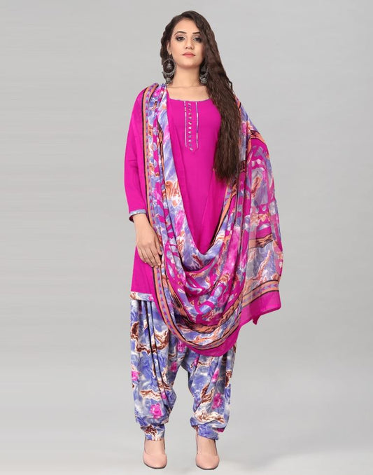 Hot Pink Dyed Unstitched Salwar Suit | Sudathi