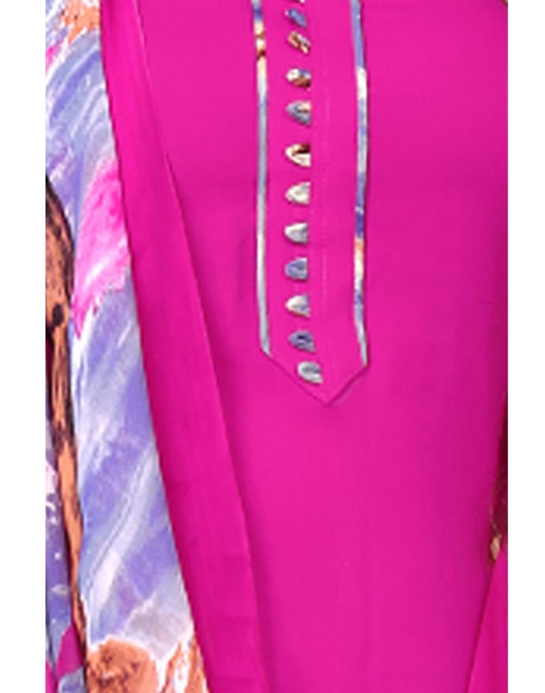 Hot Pink Dyed Unstitched Salwar Suit | Sudathi