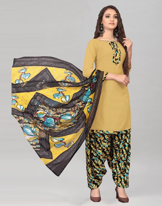 Dark Beige Dyed Unstitched Salwar Suit | Sudathi