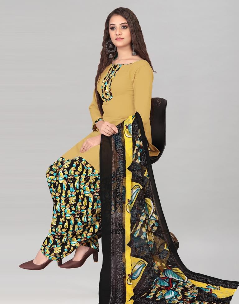 Dark Beige Dyed Unstitched Salwar Suit | Sudathi