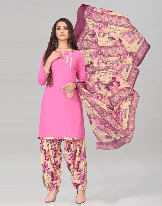 Pink Dyed Unstitched Salwar Suit | Sudathi