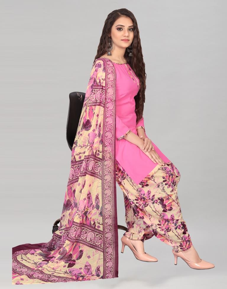 Pink Dyed Unstitched Salwar Suit | Sudathi