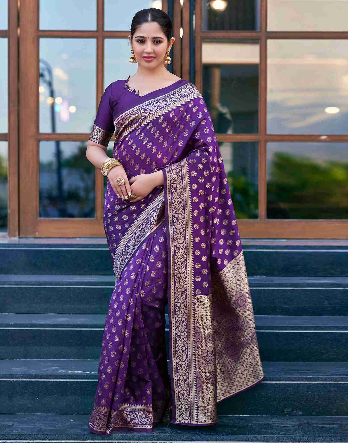 Purple Banarasi Silk Saree