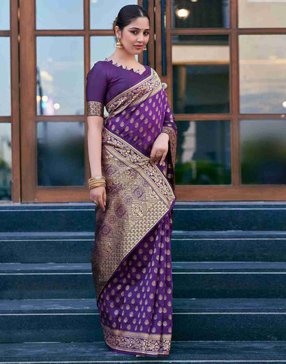 Purple Banarasi Silk Saree
