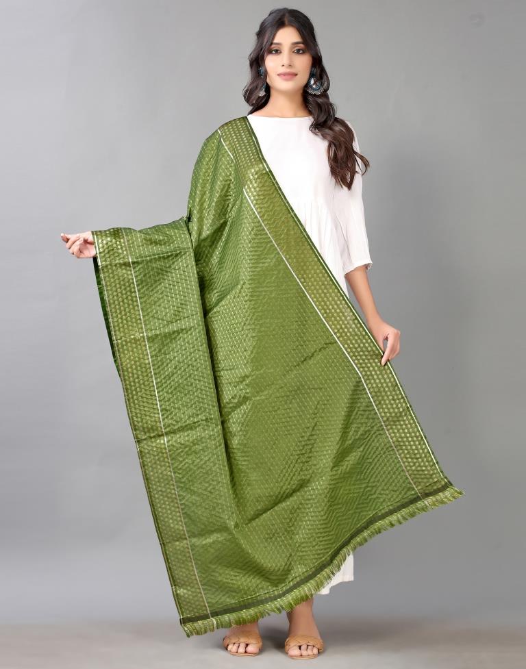 Olive Green Jacquard Dupatta | Leemboodi